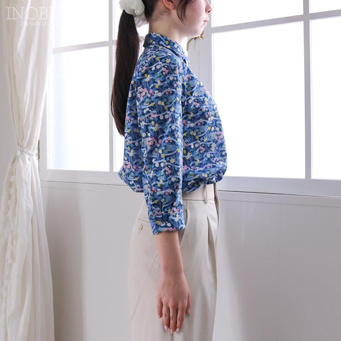 Parkes リバティ 角衿レギュラーシャツ ブラウス Mサイズ 7分袖 PARK POSY/25DU パーク・ポージー LIBERTY パークス |  | 05