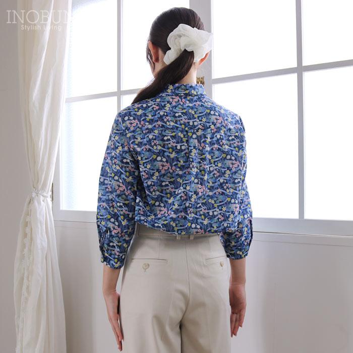 Parkes リバティ 角衿レギュラーシャツ ブラウス Mサイズ 7分袖 PARK POSY/25DU パーク・ポージー LIBERTY パークス |  | 06
