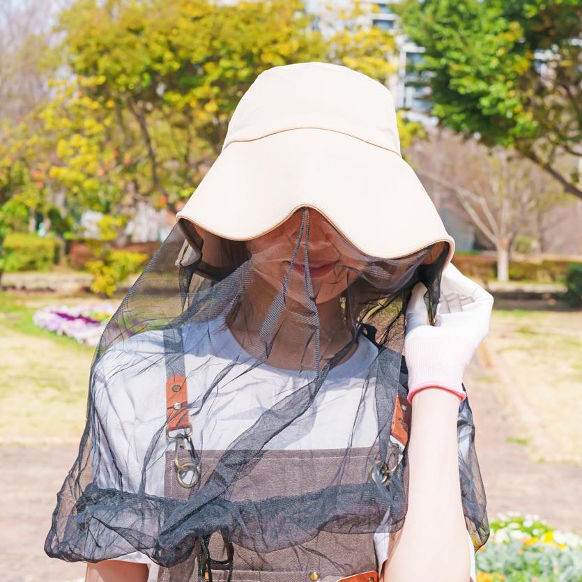 UV＆COOL ネット付き つば広 虫よけ帽子】 虫除け帽子 日よけ 帽子