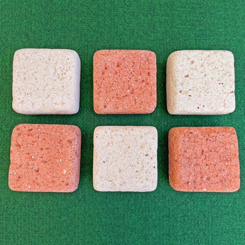 花籠画面。各種石材を画材に。 ピンコロ ハーフ 約100mm×100mm×50mm【24個入り】 煉瓦 ブリック