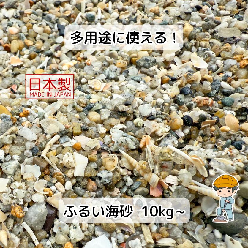 ふるい海砂 選べる2種類 10kg 【10kg×1袋】 小石 貝殻 貝がら 砂利 庭