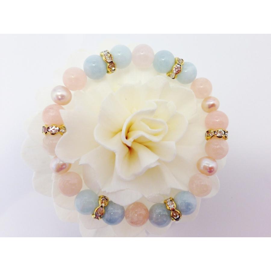 母の日 プレゼント モルガナイト アクアマリン ブレスレット 天然石