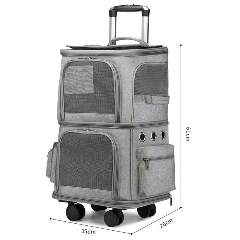 キャリーバッグ 犬 ペット 2層 2匹 メッシュ キャスター付き リュックキャリーバッグ キャリーケース 犬 猫 小型犬 中型犬 動物 旅行 遠出 犬 キャリーバッグ 2匹 メッシュ キャスター付き キャリーケース 猫 小型犬 中型犬 動物