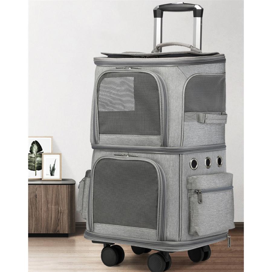 キャリーバッグ 犬 ペット 2層 2匹 メッシュ キャスター付き リュックキャリーバッグ キャリーケース 犬 猫 小型犬 中型犬 動物 旅行 遠出 犬 キャリーバッグ 2匹 メッシュ キャスター付き キャリーケース 猫 小型犬 中型犬 動物