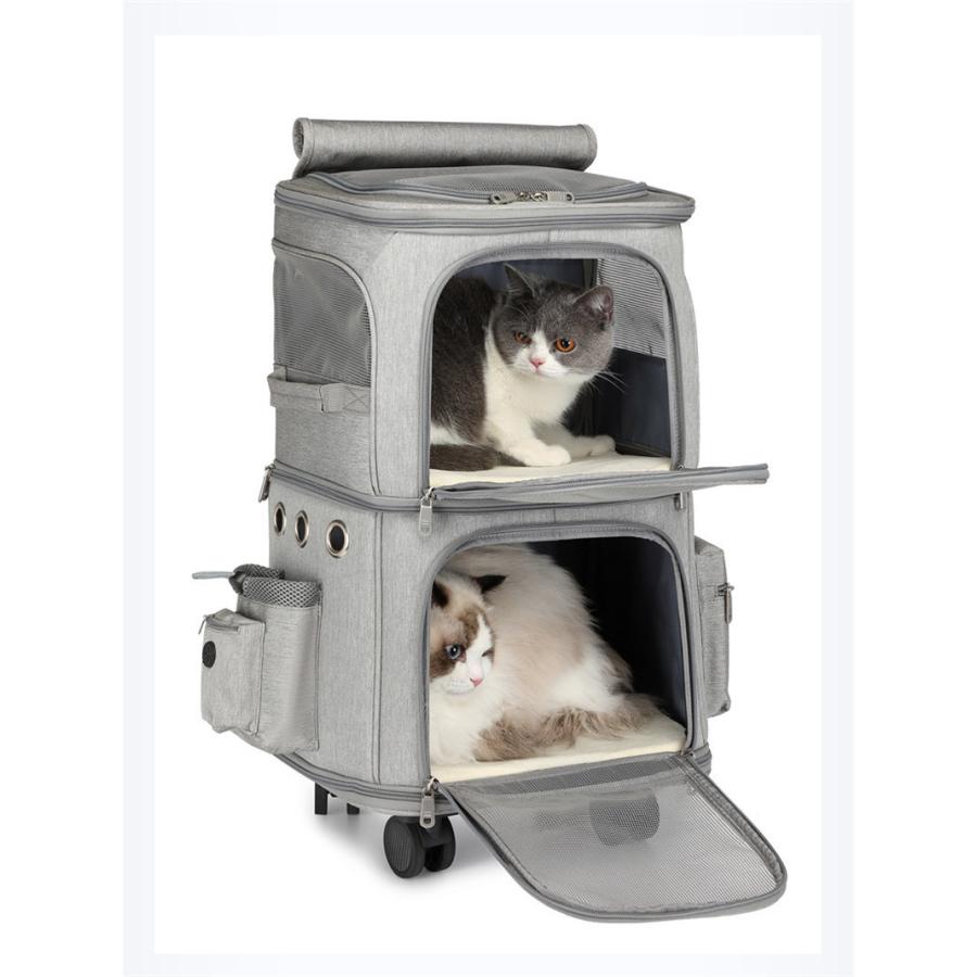 キャリーバッグ 犬 ペット 2層 2匹 メッシュ キャスター付き リュックキャリーバッグ キャリーケース 犬 猫 小型犬 中型犬 動物 旅行 遠出 犬 キャリーバッグ 2匹 メッシュ キャスター付き キャリーケース 猫 小型犬 中型犬 動物