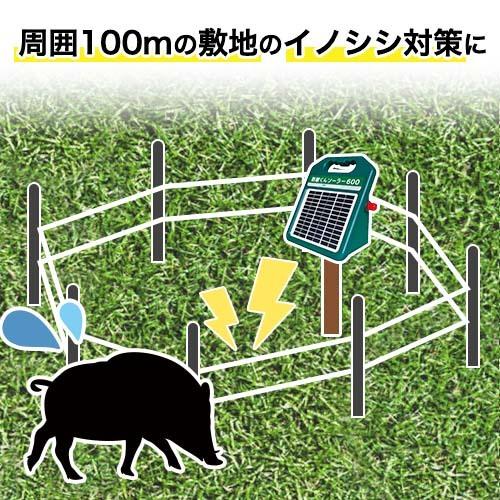 電気柵セット　防獣くんソーラー600　お手軽　100ｍセット(2段張）　防獣対策　電気柵　猪　サル　猿　イノシシ　防護柵　ネクストアグリ