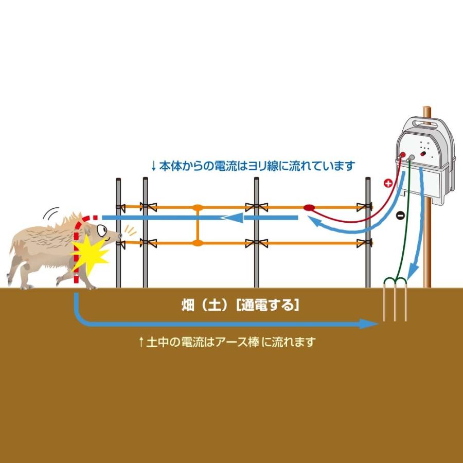 電気柵　支柱・電柵セット　アポロ　くま　防獣対策　猪対策　（クマ用）　AP-2011-SR　ソーラー　熊　クマ　200m×3段　防護柵