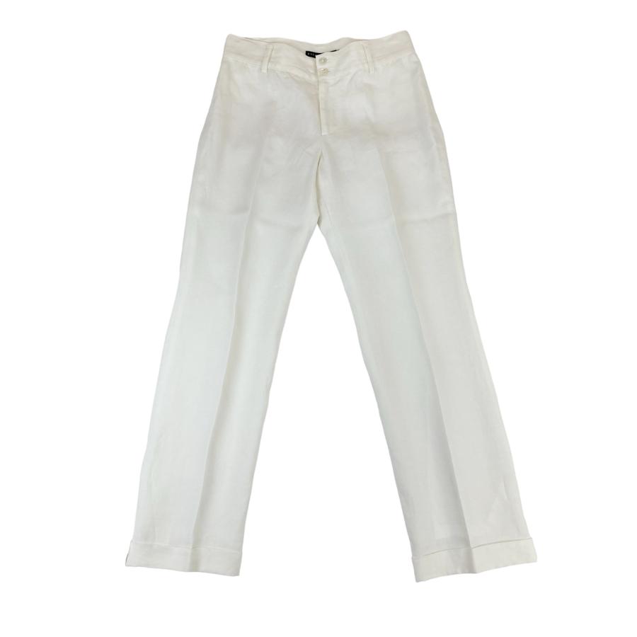 中古 ラルフローレン RALPH LAUREN ストレート ワイドパンツ 白 リネン  
