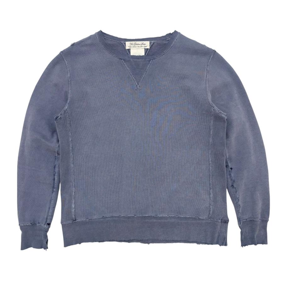 レミレリーフ 日本製 スウェット ネイビー S 加工フェード Vガゼット 茄子紺 REMI RELIEF（レミ レリーフ） 古着 ダメージ加工 スウェット
