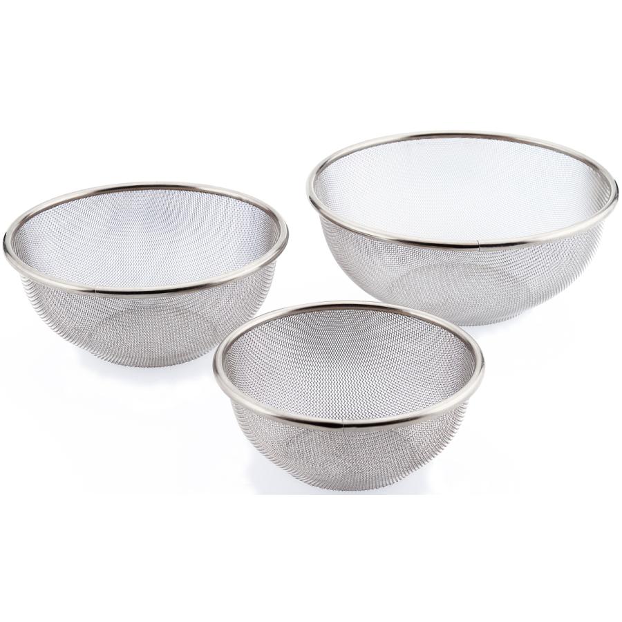 日本製・18-8ステンレスざる elite colander ざる3点セット 16.5+19.5+