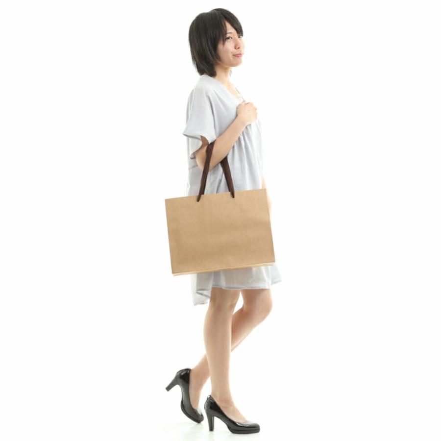 紙袋 高級 茶 ショッパー 贈答用 トート バッグ 平紐 横長 クラフト紙 お祝い K-400 10枚 50枚 300枚 400x110x300の画像