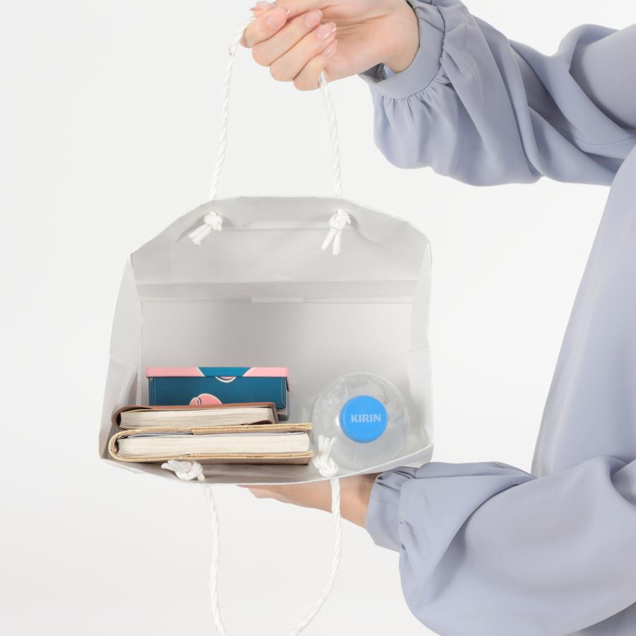 紙袋 マチ広 L-23 フラット 10枚 100枚 500枚 230×140×190 手提げ ペーパバッグ 白 無地 ラッピング ギフト おしゃれの画像