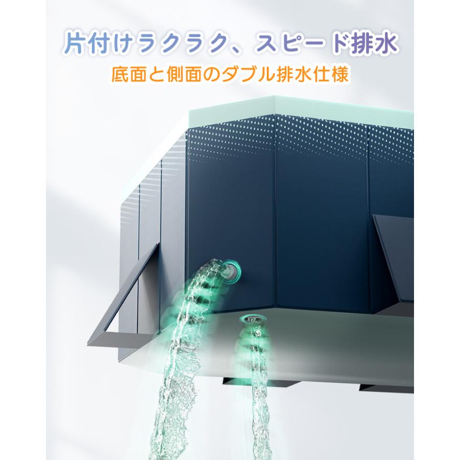 折りたたみプール 空気入れ不要 家庭用プール 大型 子供用 ファミリープール 水遊び 庭 ベランダ 屋外 室内 収納簡単 排水口付き 折り畳み式 グレー ネイビーの画像
