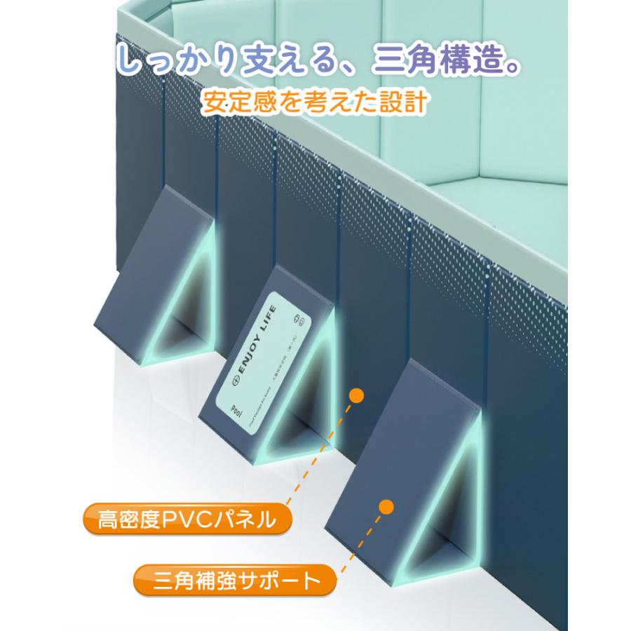 折りたたみプール 空気入れ不要 家庭用プール 大型 子供用 ファミリープール 水遊び 庭 ベランダ 屋外 室内 収納簡単 排水口付き 折り畳み式 グレー ネイビーの画像