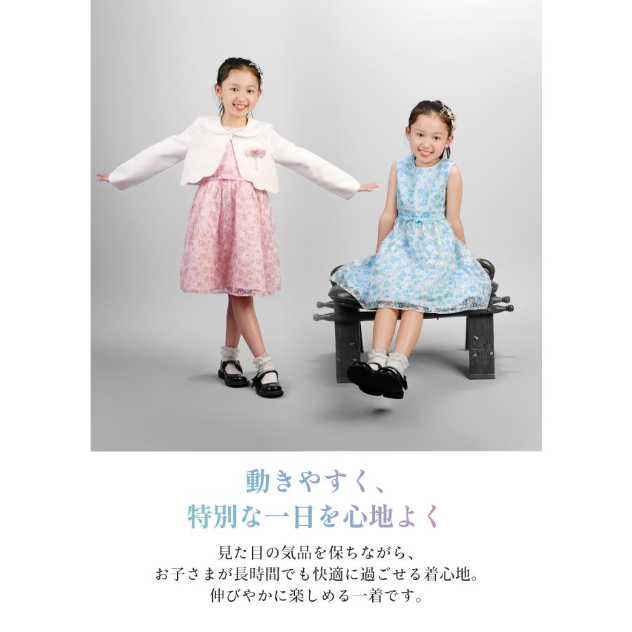 【美品】avv 3点セット　フォーマルワンピース　ボレロ　靴　入学式　130 入学式 スーツ 女の子 子供 フォーマルワンピース 3点セット ボレロ
