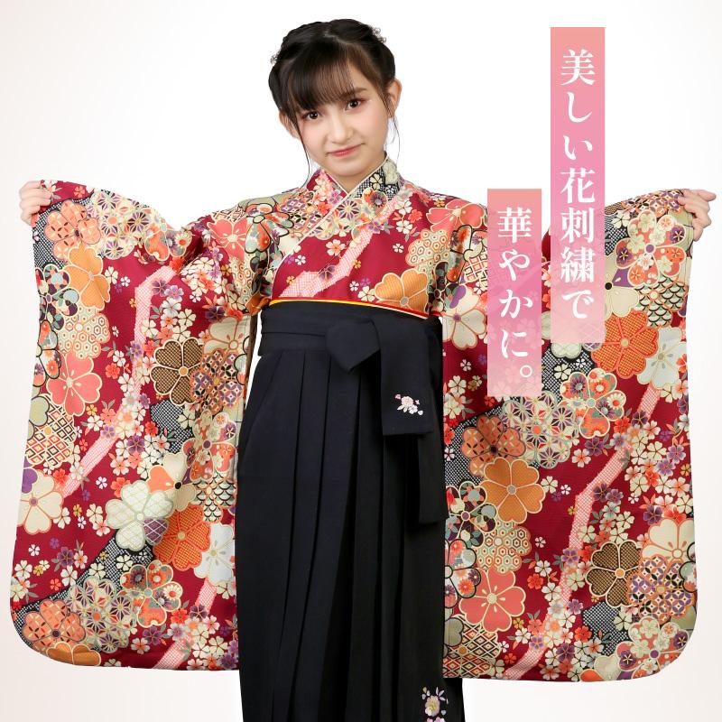 簡単袴セット オリジナル柄 卒業 入学 小学生 レンタル 卒業式 髪飾り