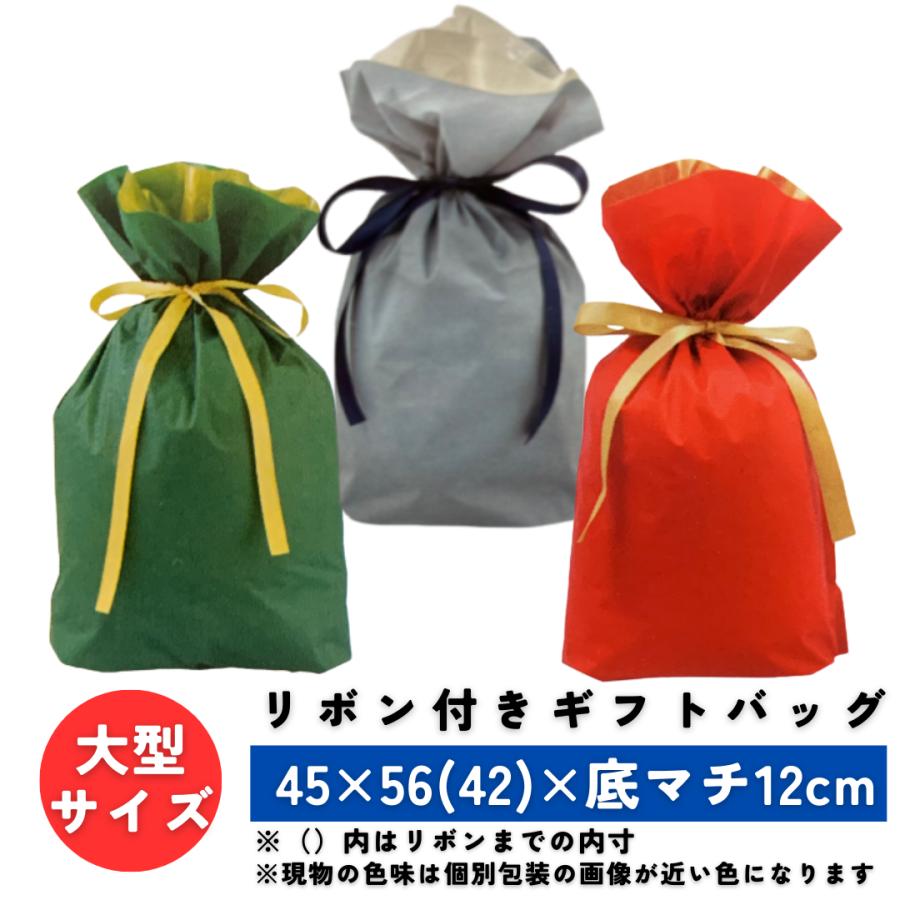 ギフトバック ラッピング袋 大 梨地 リボン付き マチ付き の商品画像
