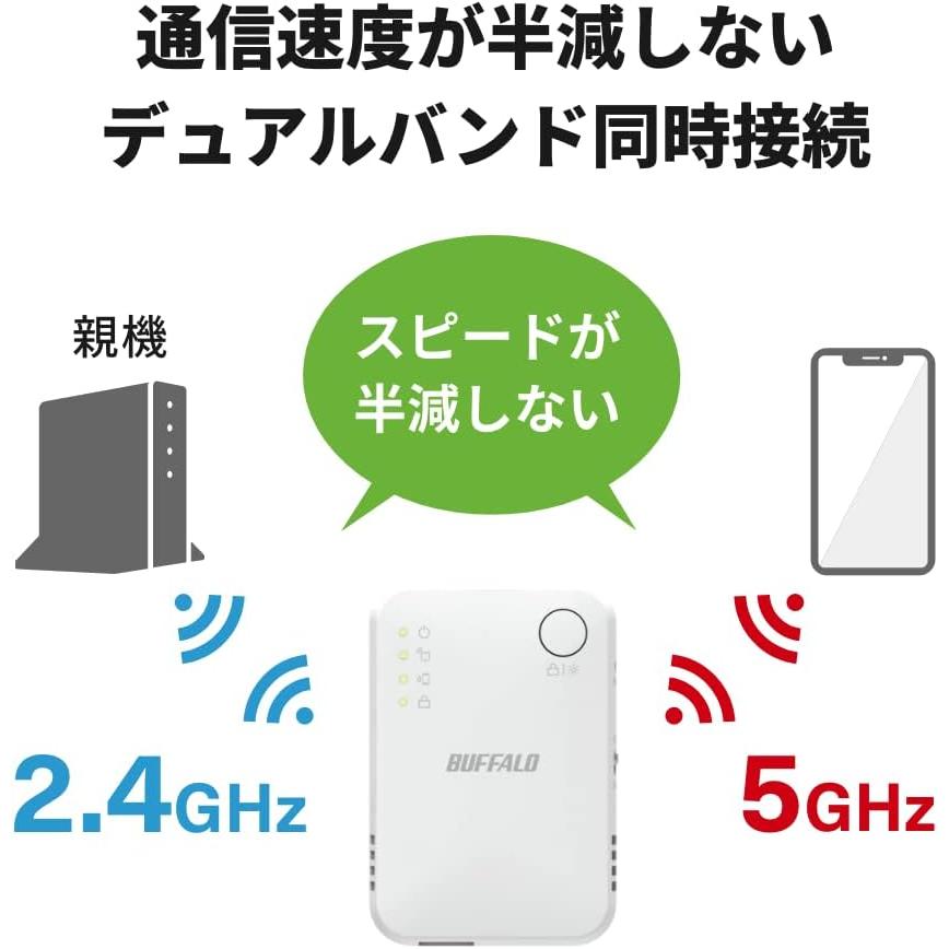 バッファロー 中継器 Wi-Fi 無線LAN 866 + 300 Mbps ハイパワー コンセント直挿し buffalo  WEX-1166DHPS2/N｜inputmhiroshima｜05