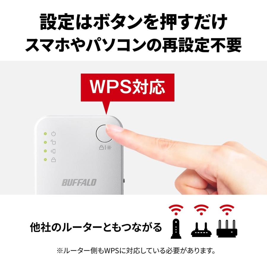 バッファロー 中継器 Wi-Fi 無線LAN 866 + 300 Mbps ハイパワー コンセント直挿し buffalo  WEX-1166DHPS2/N｜inputmhiroshima｜03