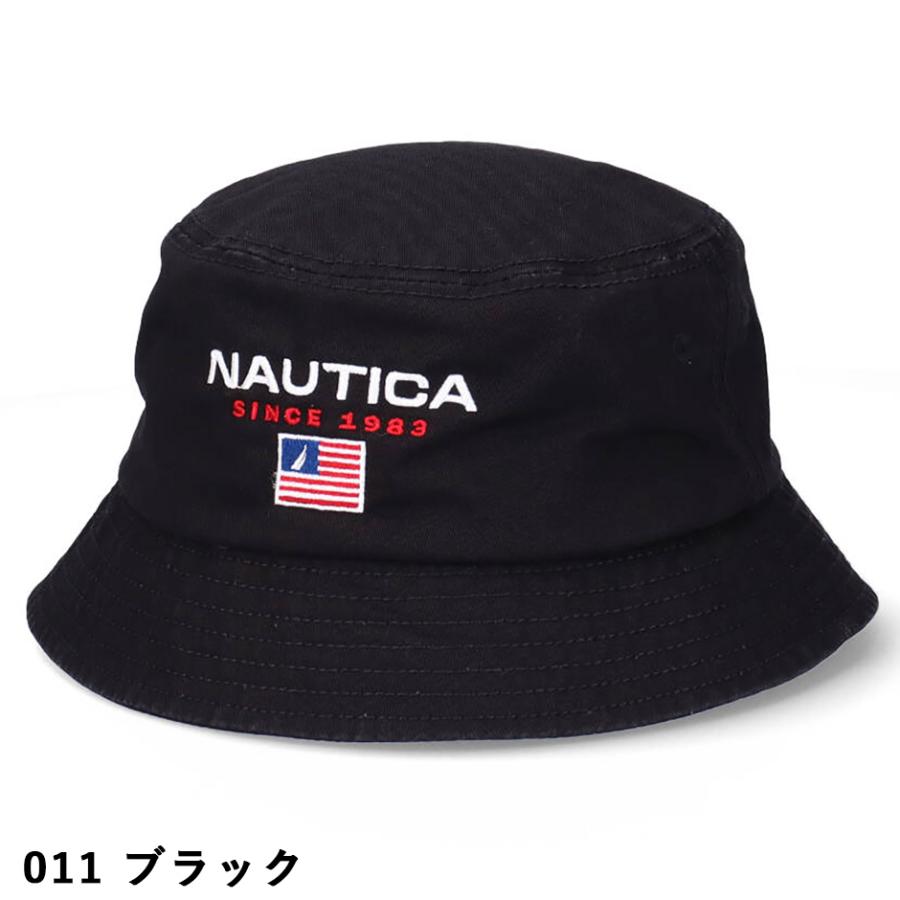 4/24削除✴大人気✴ 極美品 ブラック ロゴ バケットハット NAUTICA（ノーティカ） コットンツイル フラッグロゴ バケットハット