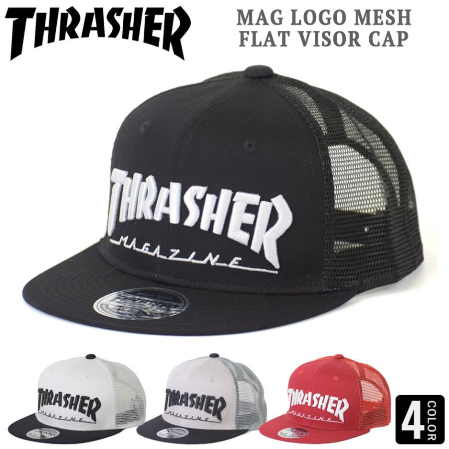 スラッシャー THRASHER フラットバイザー メッシュ キャップ 帽子 スケーター スケボー ブランド MAG LOGO MESH CAP THR-C04｜inreason