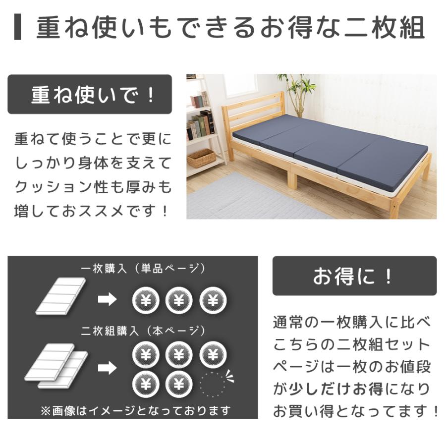 マットレス 2枚組 シングル 4つ折り 厚さ5cm ウレタン 140N 硬さ 