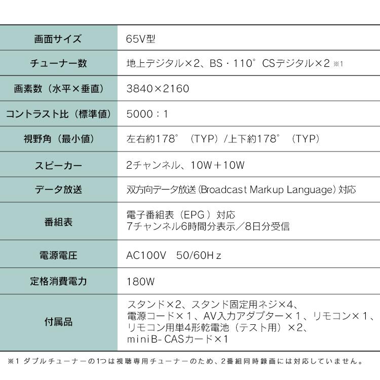 IRIS OHYAMA（アイリスオーヤマ） テレビ 65インチ 4K対応 液晶テレビ