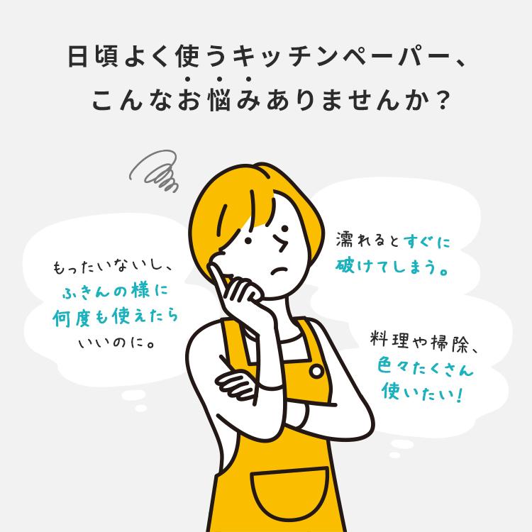 キッチンペーパー 厚手 洗える 紙タオル 布巾 使い捨て 吸油 破れにくい 1ロール 55枚入り ホワイト アイリスオーヤマ KP-R55W｜insair-y｜02