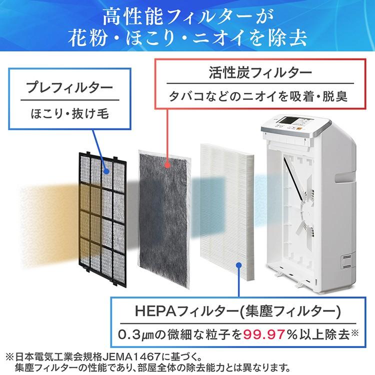空気清浄機 25畳 花粉対策 小型 静音 コンパクト ハウスダスト ほこりセンサー 脱臭 ペット 活性炭フィルター スリム MSAP-DC100 アイリスオーヤマ * | IRIS OHYAMA | 04