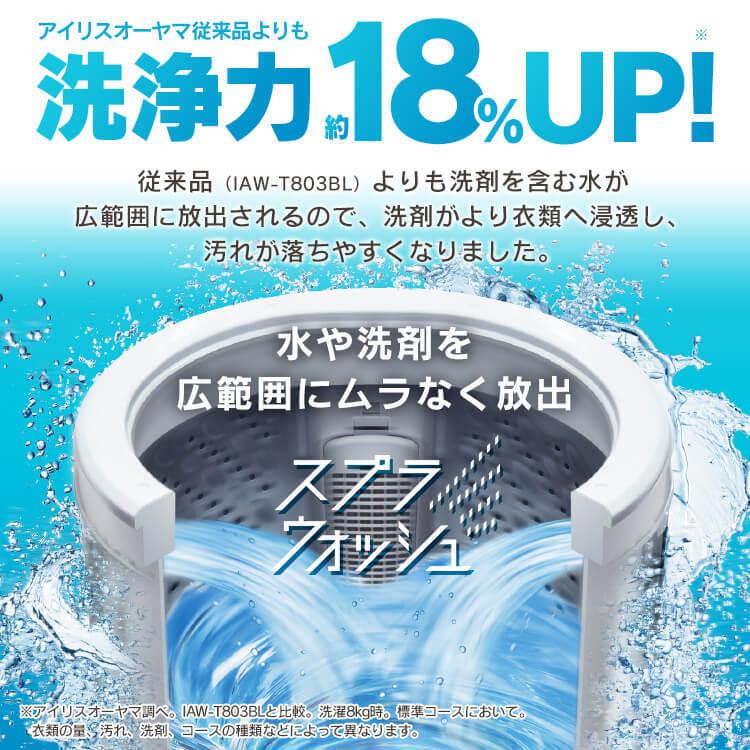 洗濯機 縦型 8.0kg 一人暮らし アイリスオーヤマ 全自動洗濯機 縦型洗濯機 新生活 設置 保証 １年 給水ホース 洗浄力 部屋干し タイマー ブラック IAW-T805BL｜insair-y｜03