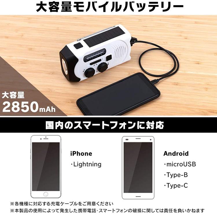 IRIS OHYAMA（アイリスオーヤマ） 防災ラジオ 手回し充電ラジオ スマホ