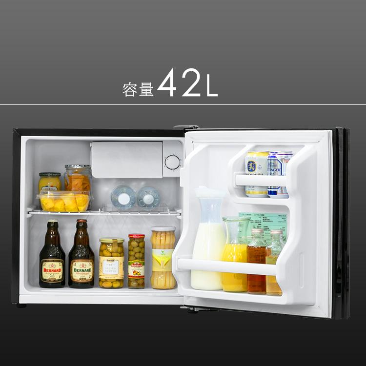 冷蔵庫 一人暮らし 小型 42L コンパクト 右開き シンプル ノンフロン冷蔵庫 42L ブラック PRC-B041DM-B (D)｜insair-y｜05