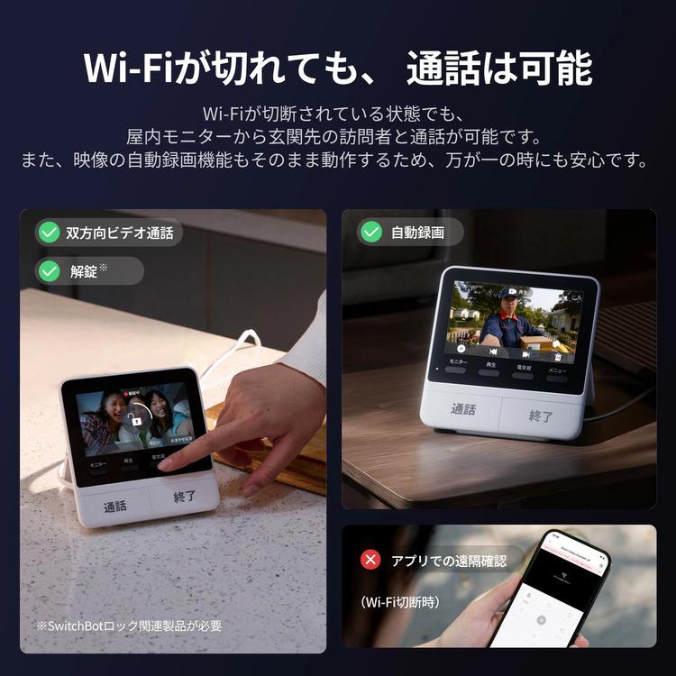 SwitchBot（スイッチボット） テレビドアホン インターホン 高画質