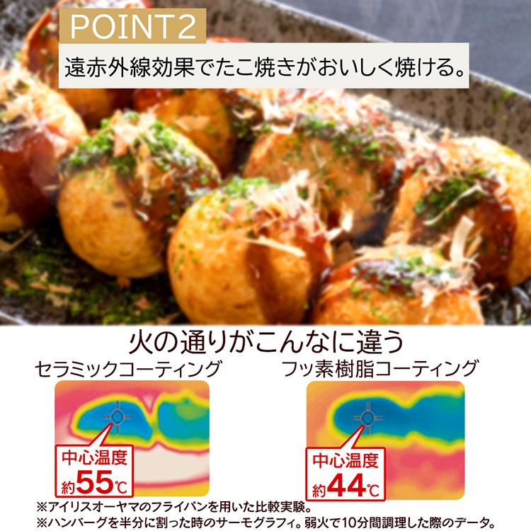 ホットプレート おしゃれ たこ焼き器 たこ焼き機 セラミックホットプレート 着脱式 セラミックたこ焼き器 PTY-C24 アイリスオーヤマ (D)｜insair-y｜04