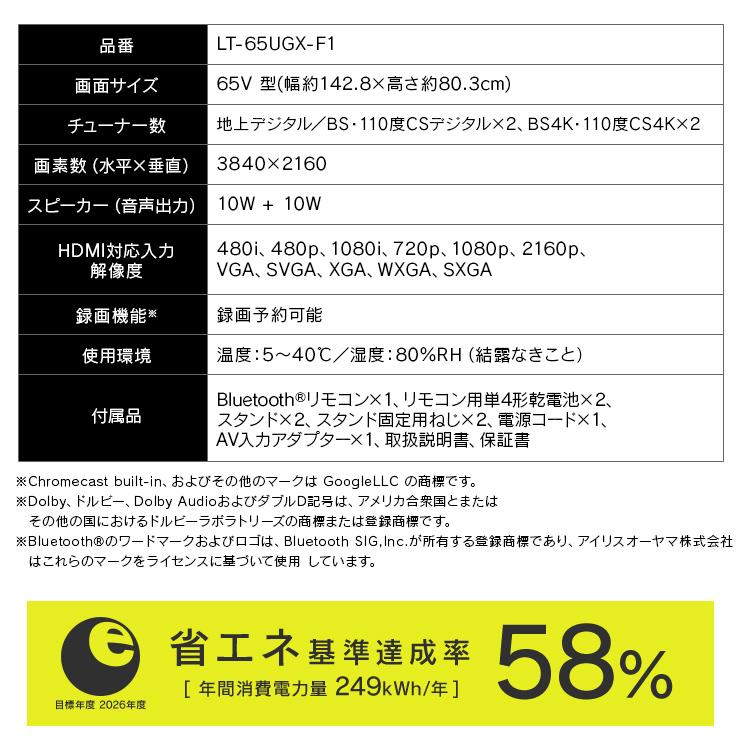 IRIS OHYAMA（アイリスオーヤマ） テレビ 液晶テレビ 65v 型 tv