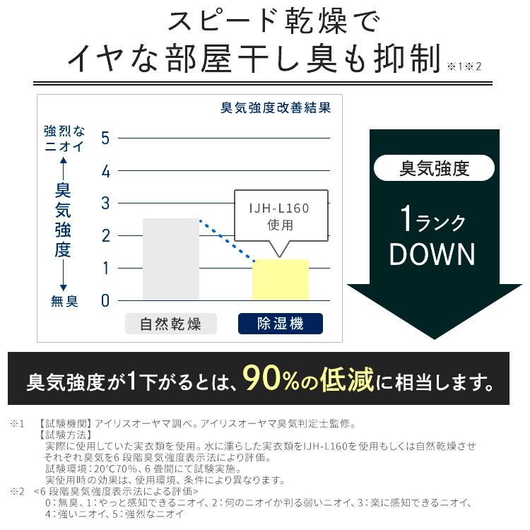 除湿機 衣類乾燥 小型 家庭用 アイリスオーヤマ デシカント式 衣類乾燥除湿機 衣類乾燥機  室内干し 省エネ 16L IJH-L160-H｜insdenki-y｜07