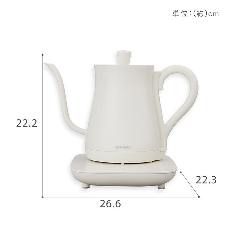 電気ケトル おしゃれ 細口 ケトル アイリスオーヤマ ドリップケトル ドリップ 温度調節 シンプル 保温 電気ポット お湯 湯沸し 電気ケトル 湯沸し｜insdenki-y｜12