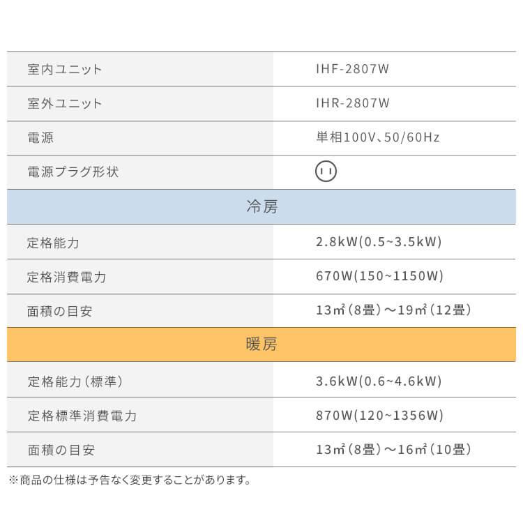 エアコン 10畳 アイリスオーヤマ おすすめ ルームエアコン 10畳用 冷風機 節電 省エネ 冷房 暖房 最新モデル スマホ管理 2.8kW（Wi-Fi）工事なし IHF-2807W｜insdenki-y｜17