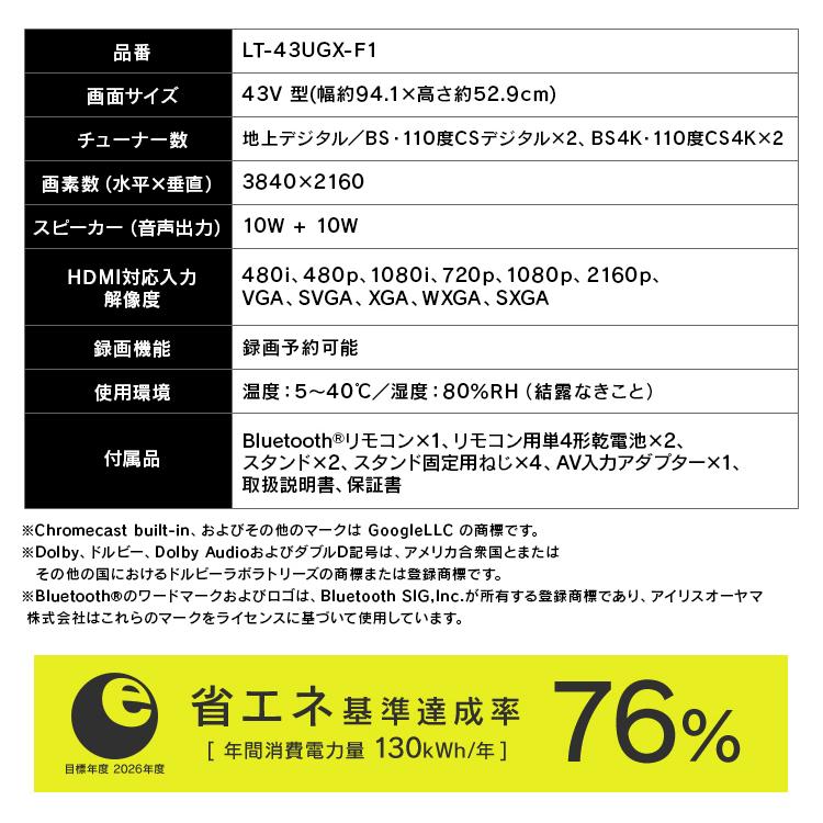 IRIS OHYAMA（アイリスオーヤマ） テレビ 液晶テレビ 43v 型 tv