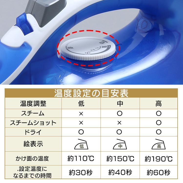 アイロン スチームアイロン 衣類スチーマー ハンディ スチーム ブルー シンプル アイリスオーヤマ 新生活 SIR-01A｜insdenki-y｜06