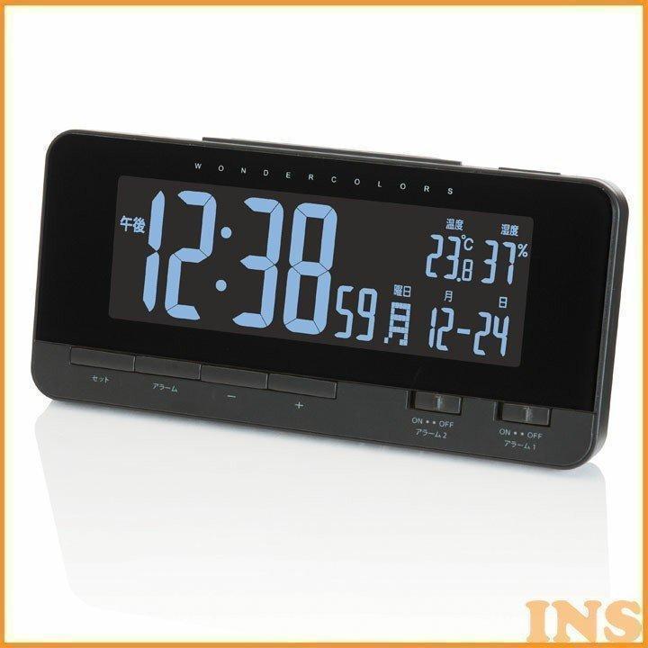 電波時計 デジタル レインボーディスプレイ電波時計 沸騰ブラドン 電波 卓上 D 価格は安く 置き型 アデッソ ブラック FS-01