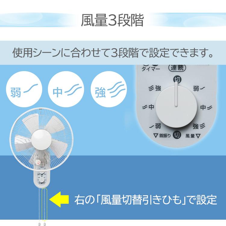 TEKNOS（テクノス） 扇風機 壁掛け 左右自動首振り 30cm 5枚羽根 風量