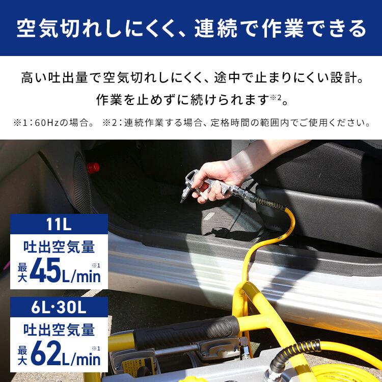 コンプレッサー 100V 静音 エアーコンプレッサー オイルレス 6L 小型
