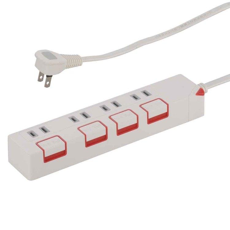 電源タップ 1.5m 4個口 押しボタン式 省エネスイッチ 節電 コンセント