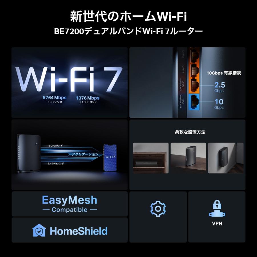 TP-Link WiFi7無線LANルーター Archer BE7200 TP-Link : ウエノ電器