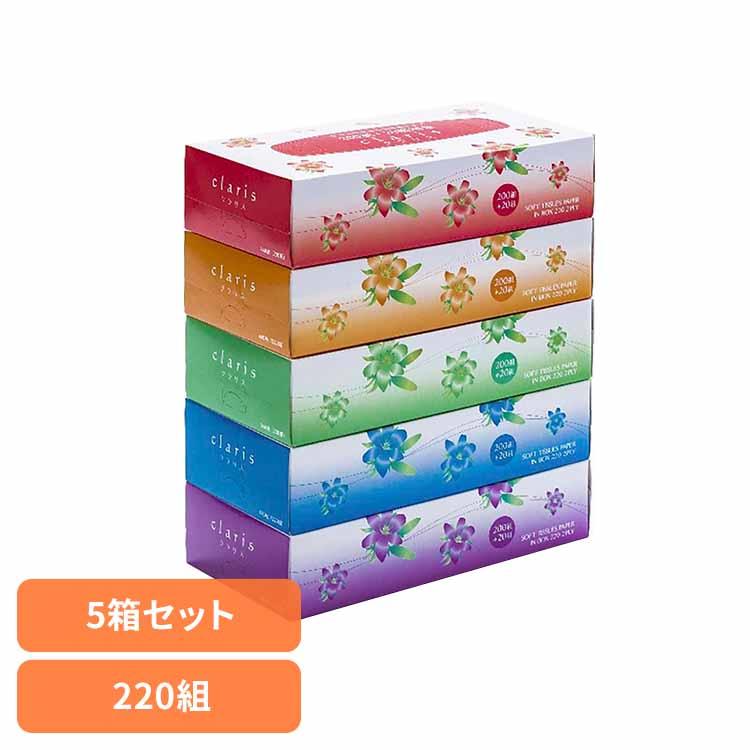 ティッシュペーパー ティッシュ 220組 220W クラリス ボックス