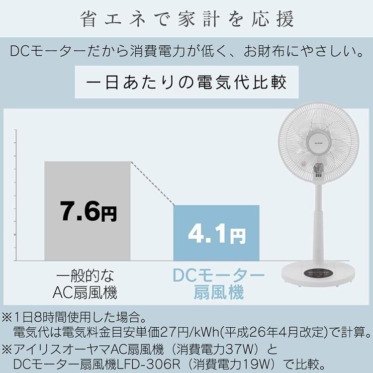 扇風機 DCモーター リビング 30cm リモコン付き サーキュレーター アイリスオーヤマ 首振り 左右 LFD-306R｜insdenki-y｜05