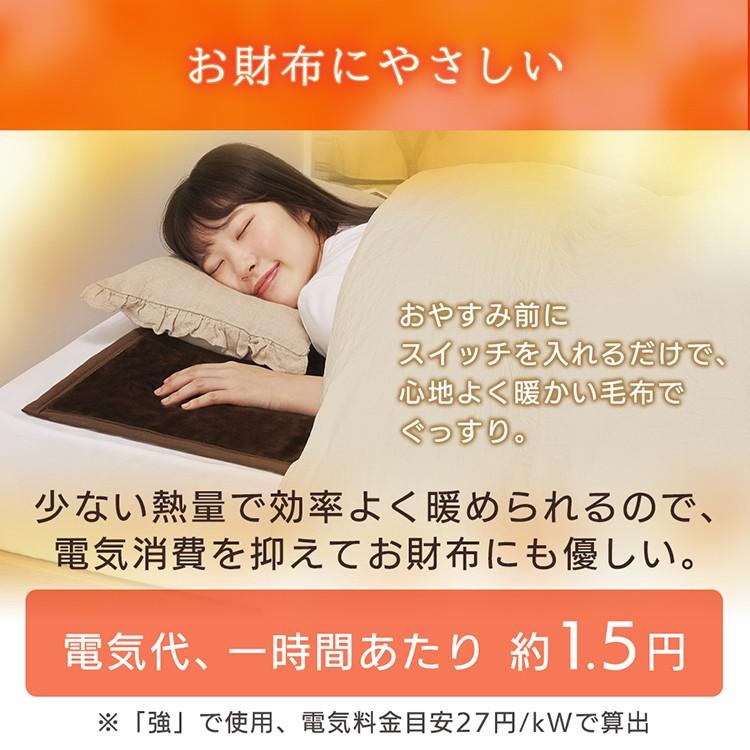 電気毛布 敷き毛布 洗える 洗濯可 丸洗い ダニ退治 自動切タイマー 節電 キャンプ 電気代 毛布 140×80cm アイリスオーヤマ EHB-F1480｜insdenki-y｜07