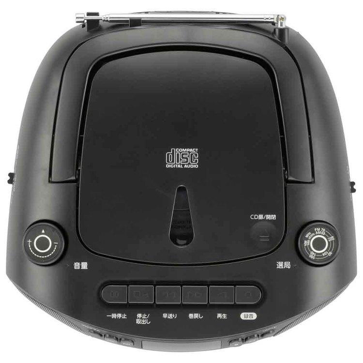ラジカセ CD ワイドFM対応 防災 電池式 カセットテープ 再生