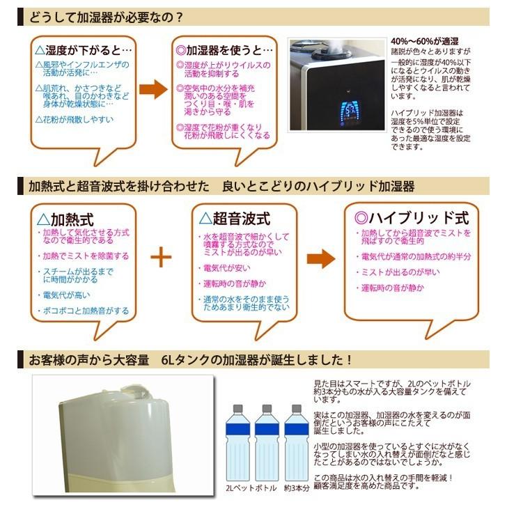 加湿器 ハイブリッド式 おしゃれ 小型 超音波式 リモコン付き ヒーター